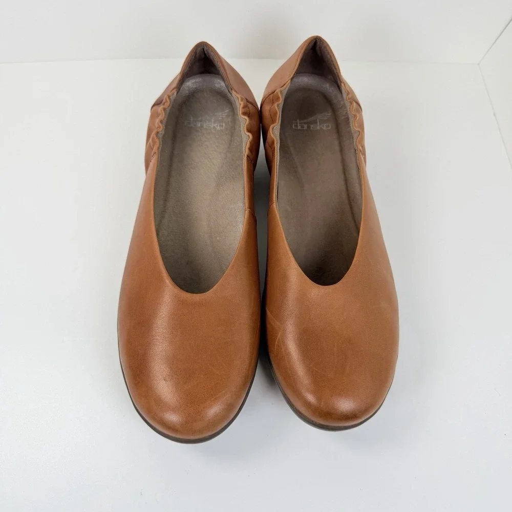 Dansko Womens Kira Ballet Flats Brown Leather Comfort Slip On Shoes EU 41